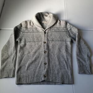 Marine Layer Sweater Mens Large Gray Wool Shawl Collar Cardigan Fair Isle
